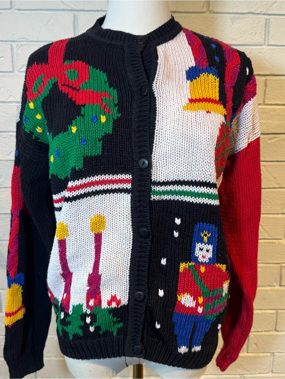 Vintage 90s Boston Traders Holiday Christmas Knit Cardigan Sweater Womens M